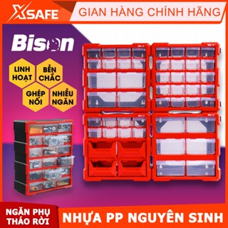 Tủ nhựa đựng linh kiện nhiều ngăn có thể kết nối Bison Nhựa PP nguyên sinh chắc chắn, tải trọng lớn, có thể treo tường