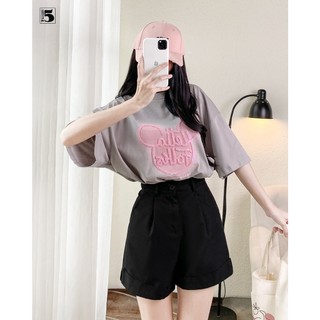 Áo thun nữ Twentyfive dáng rộng ngắn tay, in hình đầu mickey hello 5918
