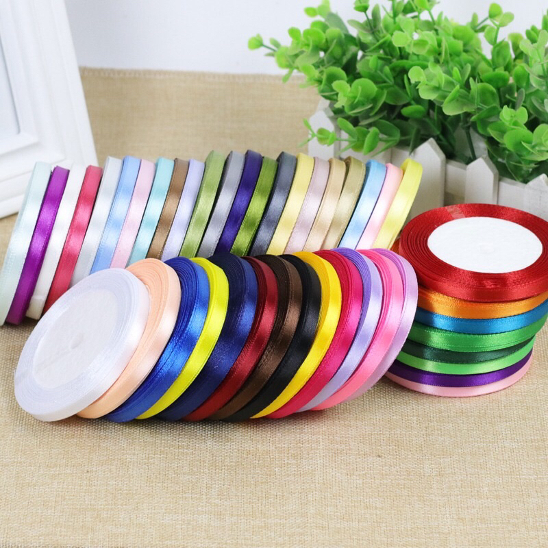 Sỉ 1 cây/10 Cuộn Ruy Băng lụa 1cm nhiều màu - cuộn 22m