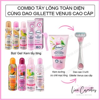 Combo tẩy lông toàn diện,kem tẩy lông , bọt cạo lông , kem dưỡng sau cạo và dao cạo gillette 3 lưỡi kép sensitive.