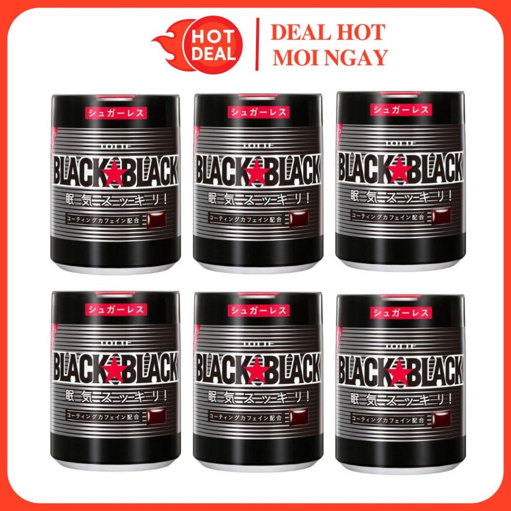 Lốc 6 Hộp Kẹo Cao Su Singum Lotte Black Không Đường Nhật Bản 140G/Hộp