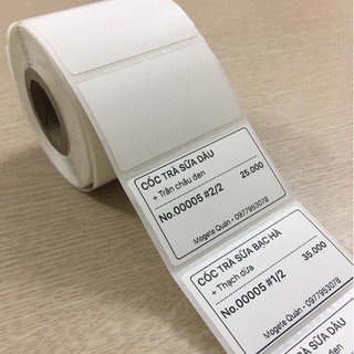 Giấy in tem trà sữa, decal in nhiệt 1 tem 50x30mm - 40x30mm x 800 tem