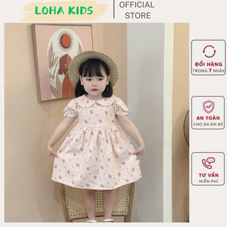 Váy babydoll cổ sen phối tay lá cách điệu 2525,chất linen cao cấp cho bé,loha kids