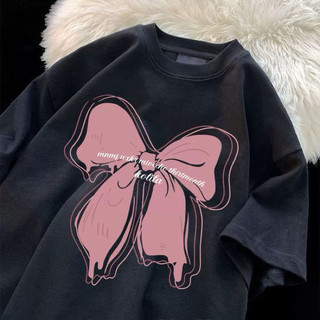 [Cotton mát]  - Áo phông nữ Nơ Hồng In 5D unisex form rộng ulzzang phong cách hàn quốc 2024