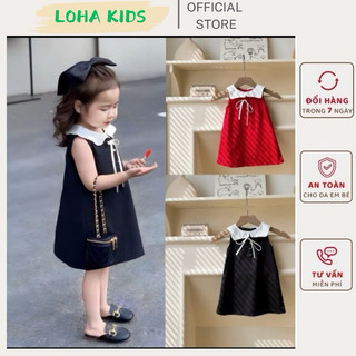 Váy tiểu thư suông phối cổ 5156 chất cát hàn không nhăn,hàng thiết kế cho bé gái loha kids