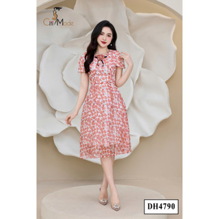 Đầm công sở CITI MODE FASHION thiết kế dáng xoè hoa cam tay phủ đính hoa cổ DH4790