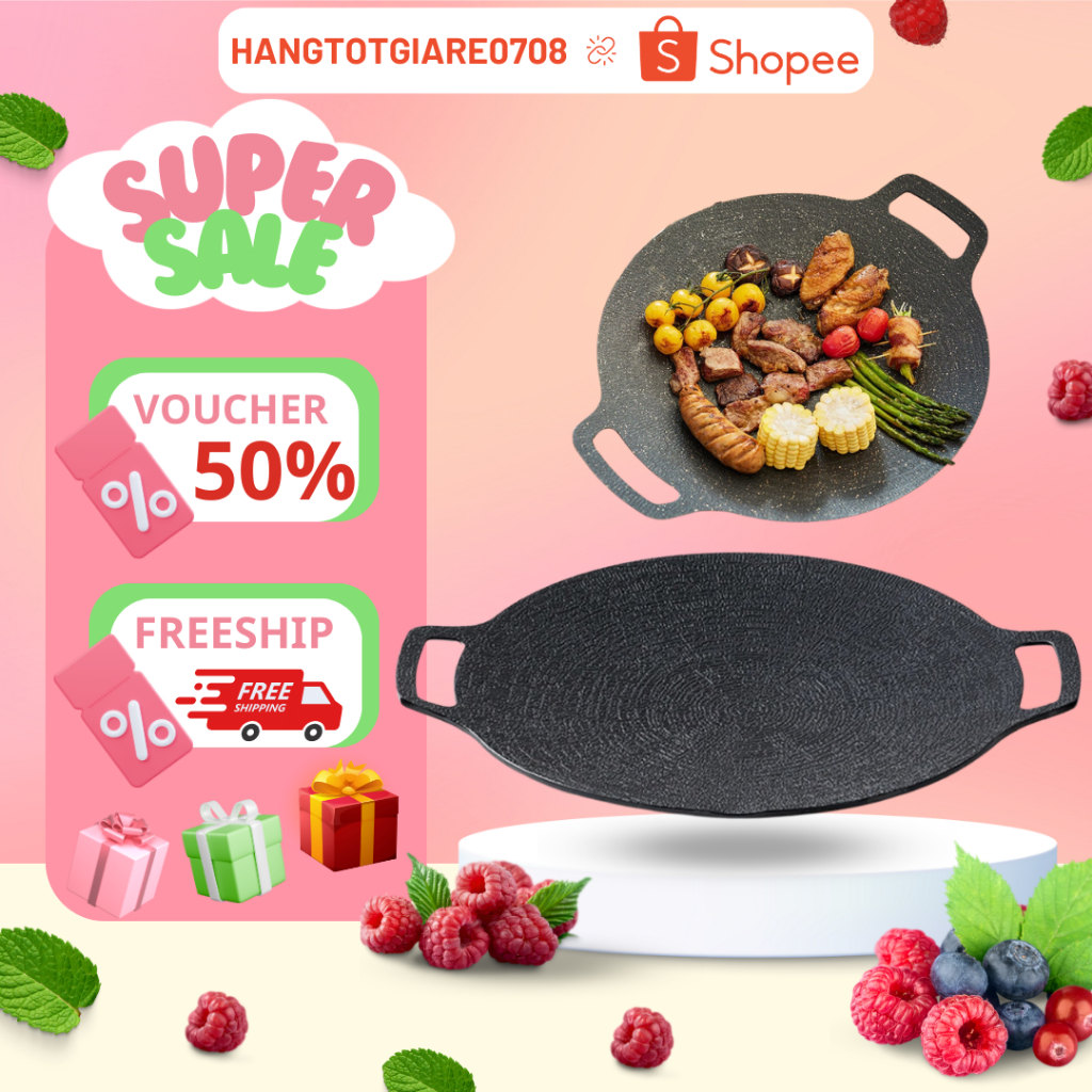 Chảo Đá Nướng Chống Dính Không Cần Dầu Ecoramic Hàn Quốc Size 34cm, Chảo Đa Năng Chiên, Sào, Gián, Nướng BBQ