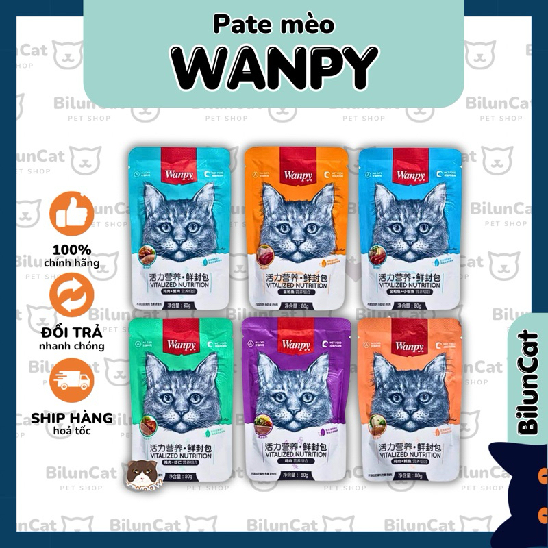 Pate WANPY cho mèo đủ vị 80gr thơm ngon