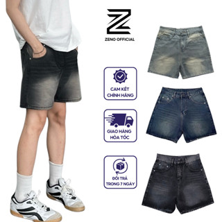 Quần Short đùi Jean Nam Co Giãn form TRÊN GỐI , Quần sooc bò Trắng Đen Retro Wash form rộng