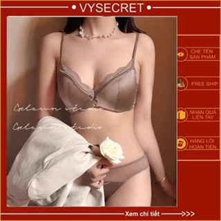 Bộ đồ lót lụa satin trơn phối ren cao cấp, áo có gọng mút mỏng, satin mềm mịn, nâng ngực sexy gợi cảm - Mã 8820