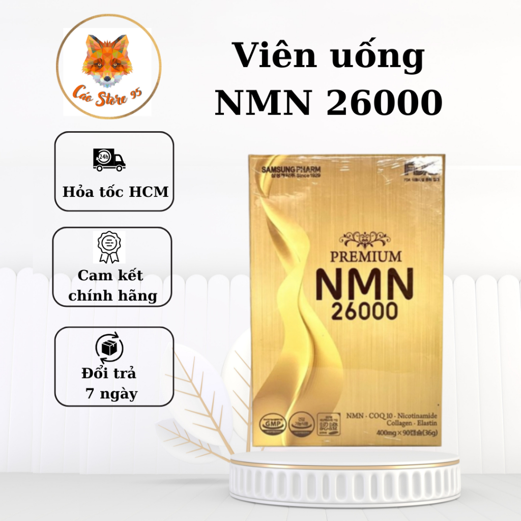 Viên Uống NMN 26000 SamSung Pharm Cải Lão Hoàn Đồng, Cải Thiện Trí Nhớ Hộp 90 Viên
