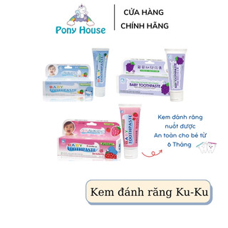 Kem Đánh Răng KUKU Không Cay, Nuốt Được, Chống Sâu Răng, An Toàn CHo Bé Từ 6 Tháng Trở Lên (Chính Hãng)