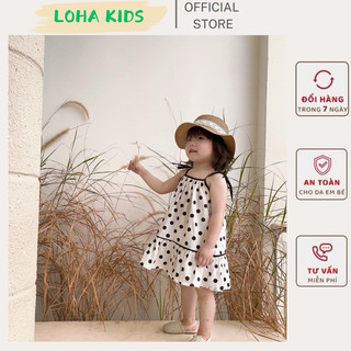 Váy 2 dây họa tiết chấm bi,chất mềm mát cho bé gái,loha kids(1150)
