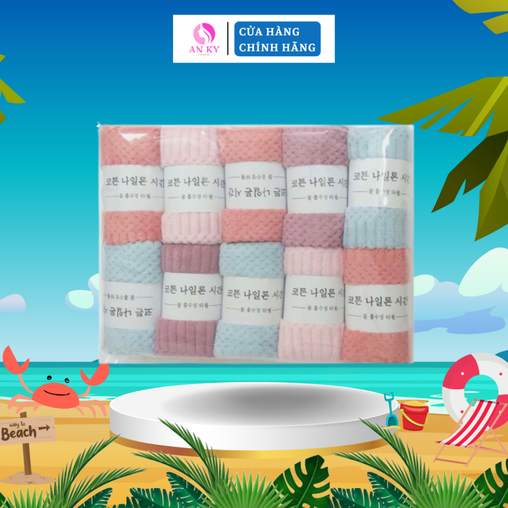 Combo 10 Khăn Mặt Lông Cừu Vân Sần 30x50cm Hàn Quốc