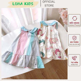 Váy sát nách cổ sen,dáng xòe,chất mềm mát cho bé gái,loha kids(5087)
