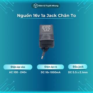 Nguồn 16v 1a jack dc 5.5x2.1mm chất lượng - nguồn adapter 16v 1a, adapter 16v 1a bh lỗi 1-1 7 ngày