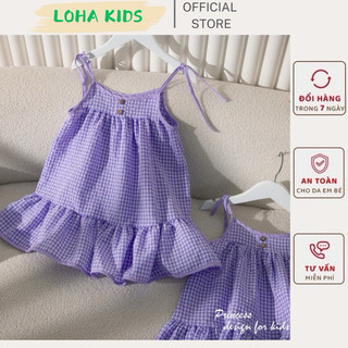 Váy 2 dây màu tím pastel chất mềm,mát cho bé gái,loha kids(N2087)