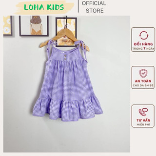 Váy 2 dây tím kẻ ,tông màu pastel siêu xinh,chất mềm mát cho bé gái,váy thiết kế loha kids(N2087)