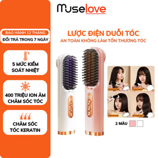 Lược Điện Duỗi Tóc MUSELOVE Lược Điện Chải Tóc Ion Âm Không Làm Tổn Thương Tóc, 5 Mức Nhiệt Duỗi Và Uốn Mọi Lúc Mọi Nơi
