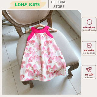 Váy cổ yếm dáng suông chất thô lụa mềm,mịn,mát cho bé gái,loha kids(5185)