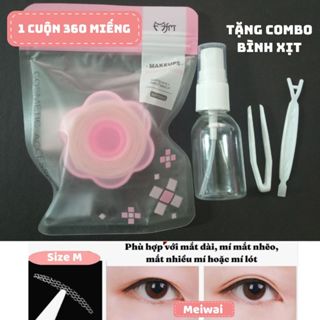 Cuộn kích mí, dán mí lưới tàng hình, lưới ren (cuộn 360 miếng) miếng dán mí bằng nước siêu chắc tự nhiên không lộ