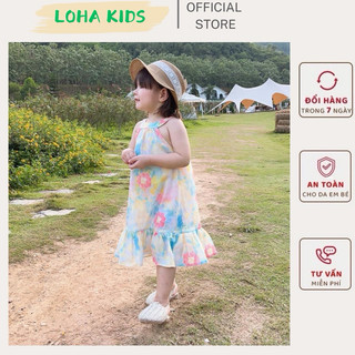 Váy cổ yếm dáng maxi phối đuôi cá ,chất thô lụa mềm,mát cho bé gái,loha kids(2130)