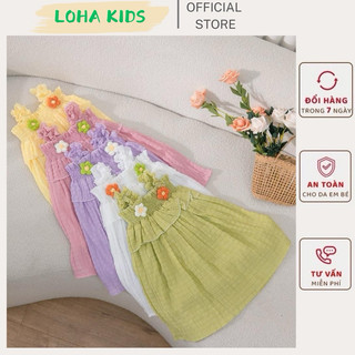 Váy 2 dây gắn hoa len chất mềm mát,êm da bé,hàng thiết kế loha kids(5159)