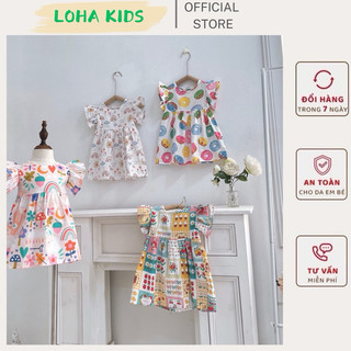Váy suông phối cánh tiên,chất mềm mát,họa tiết dễ thương cho bé gái,loha kids(2097)