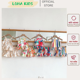  Set bộ áo 2 dây ,quần đùi giả váy dễ thương,chất mềm mát cho bé gái, loha kids (2118)