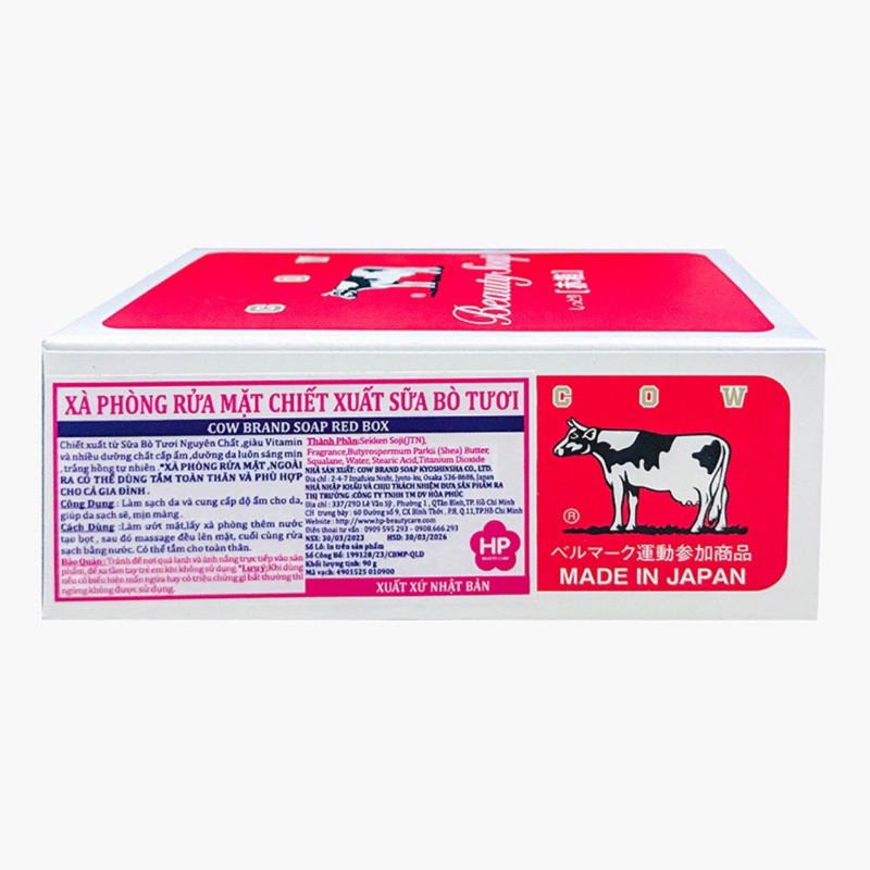 Xà Bông Sữa Bò Tắm Sáng Da COW BEAUTY SOAP RED BOX xà phòng tạo bọt 100g Nhật Bản