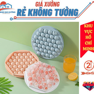  Khay Làm Đá Bi Tròn Tủ Lạnh 37 Viên Có Nắp Đậy Khuôn Làm Đá Tiện Dụng