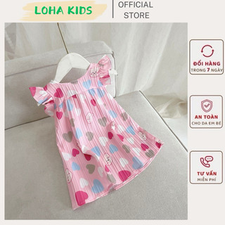 Váy sát nách tim hồng chất mềm mát cho bé gái,hàng thiết kế loha kids(2442)