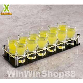 Bộ khay đựng 12 ly uống rượu shot cao cấp