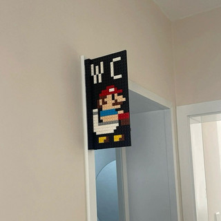 Bộ xếp hình biển báo wc mario hài hước decor nhà