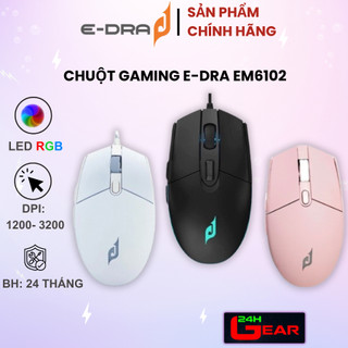 Chuột gaming e-dra em6102 trắng | đen led 7 màu