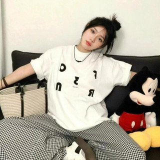 Focus local brand fashion áo phông nữ trắng in Mùa hè ngắn tay 2024 áo thun form rộng nữ 100%cotton