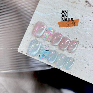Sơn gel mắt mèo,nhũ hồng và xanh Phụ kiện nail an an nail