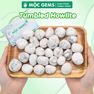  Đá Bạch Tùng Trắng  Howlite  Rung Bóng Mộc Gems Dùng Trang Trí Nhà Cửa Thanh Tẩy Năng Lượng 