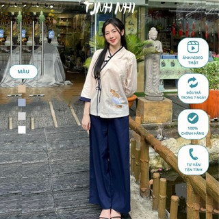 Đồ lam pháp phục thêu hoa TINH NHI mềm mại và thoải mái PP168