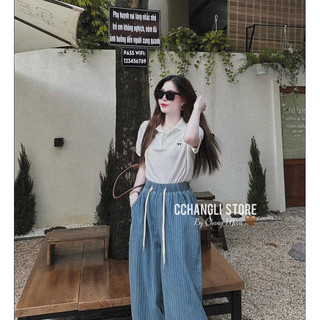 Quần jean kẻ cạp chun 2 màu