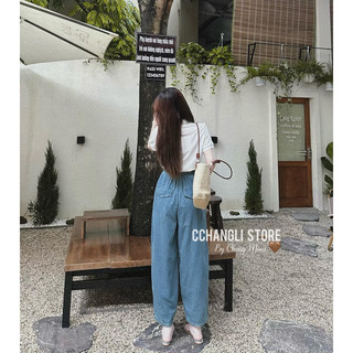 Quần jean kẻ cạp chun 2 màu