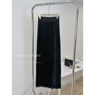 NGUYENMY - Chân váy dập ly thun lụa satin ( Hình ảnh chính chủ)