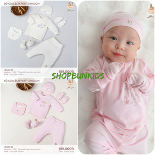 Bộ sơ sinh cài chéo LIL Little Love fullset  vải petit mỏng mịn hè mát 0-3M 3-6M tháng 2024