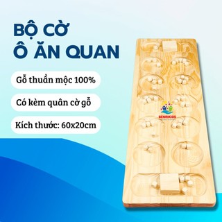 Bàn Cờ Ô Ăn Quan BẢN TO 59X20CM Bằng Gỗ Board Game Trí Tuệ Kết Hợp Học Tiếng Anh Cho Trẻ