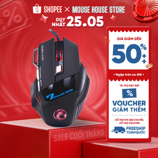 Chuột gaming dây dù imice x7 led 7 màu, chơi game siêu mượt cao cấp, độ nhạy 3200 dpi