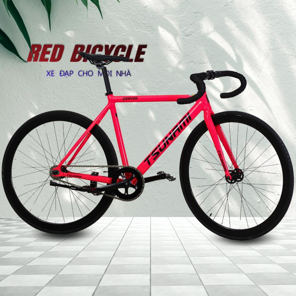 Xe Đạp Fixed Gear Tsunami SNM100 - Xe Đạp Tay Cong Nhẹ, Khung Không Mối Hàn