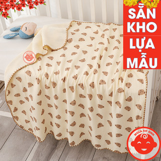 Chăn Xô MUSLIN 10 LỚP cho bé 100x100cm KÈM TÚI XÁCH làm khăn tắm, chăn, ủ quấn, gối