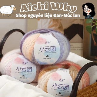  Len Mohair loang cầu vồng Gradeint pha trộn sợi Cashmere chuyên đan móc áo mềm mai ấm áp cho bé 