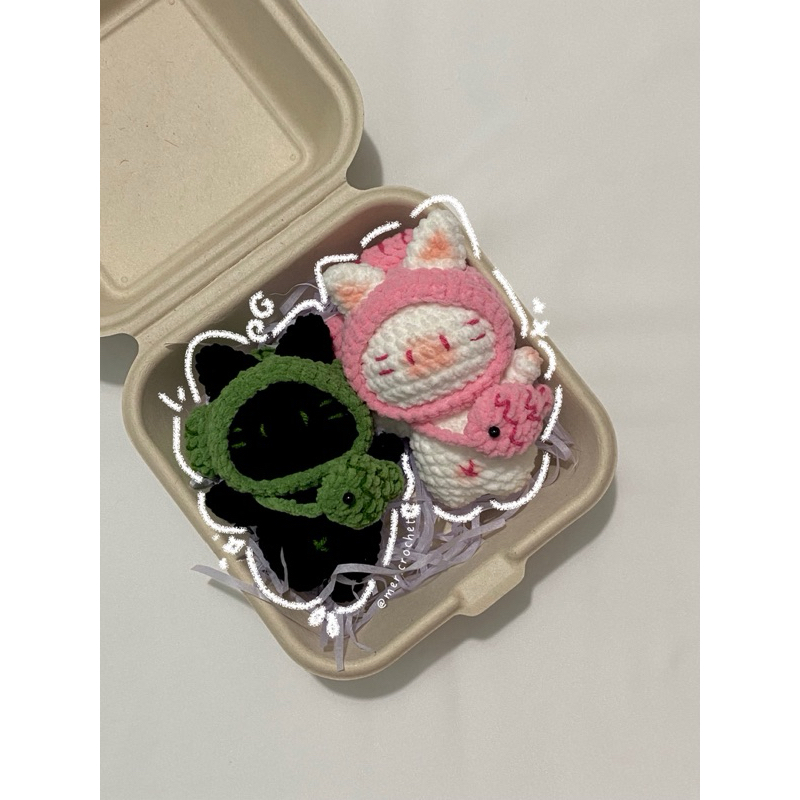 | MÓC KHOÁ LEN | Móc khóa len mèo đội mũ cá taiyaki couple