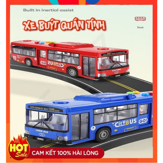 Xe buýt đồ chơi âm nhạc trẻ em, mô hình xe buýt mở được cửa, xe buýt đồ chơi, đồ chơi bé trai